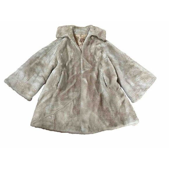 Vintage Coat Imperial Ollegro Tan Beige Faux Fur Mid Length Medium (JK) Womens